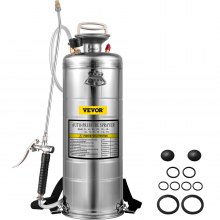 VEVOR 3.5Gal Stainless Steel Sprayer,l Set with 20" Wand& Handle& 3FT Reinforced Hose, Hand Pump Sprayer with Pressure Gauge&Safety Valve, Adjustable Nozzle Suitable for Gardening& Sanitizing