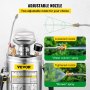 VEVOR 1Gal Stainless Steel, Set with 12" Wand& Handle& 3FT Reinforced Hose, Hand Pump Sprayer with Pressure Gauge&Safety Valve, Adjustable Nozzle Suitable for Gardening and Sanitizing, Silver