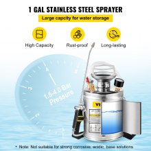 VEVOR Stainless Steel Sprayer 4L Household Gardening and Floor Cleaning Sprayer, Suitable for the Current Neds of Industry, Agriculture, Commerce, Medicine and Other Industries