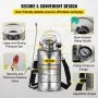 VEVOR Stainless Steel Sprayer 6L Household Gardening and Floor Cleaning Sprayer, Suitable for the Current Neds of Industry, Agriculture, Commerce, Medicine and Other Industries