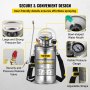 VEVOR 1.5Gal Stainless Steel Sprayer, Set with 16" Wand& Handle& 3.3FT Reinforced Hose, Hand Pump Sprayer with Pressure Gauge&Safety Valve, Adjustable Nozzle Suitable for Gardening& Sanitizing