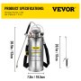 VEVOR Stainless Steel Sprayer 8L Household Gardening and Floor Cleaning Sprayer, Suitable for the Current Neds of Industry, Agriculture, Commerce, Medicine and Other Industries