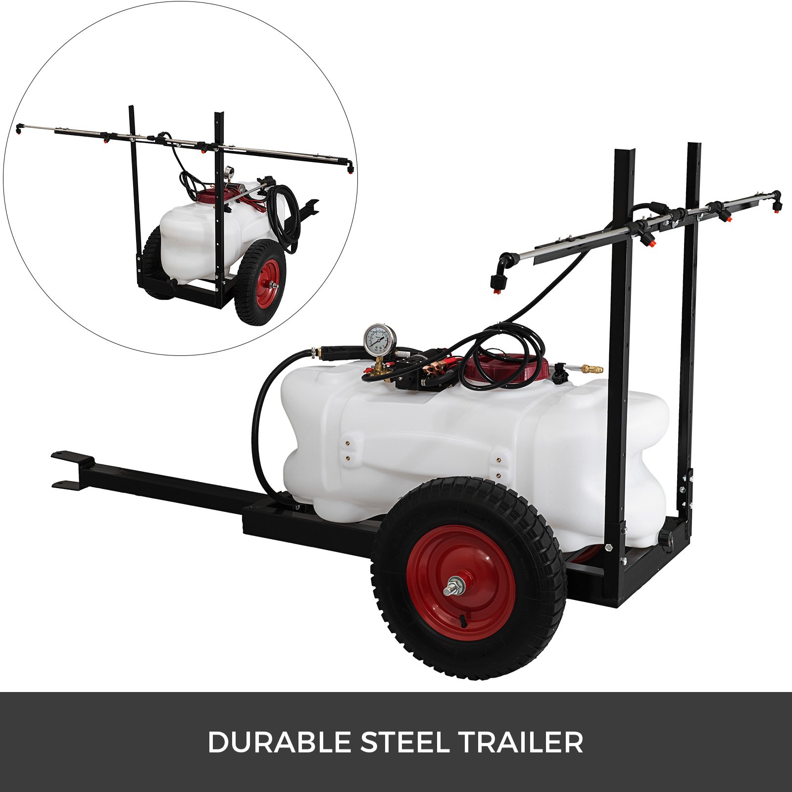 60 L ATV Weed Sprayer 5.5 FT/1.6m Boom Trailer Spot Boom Spray Tanks for Garden or Farm
