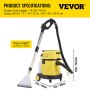 VEVOR Wet Dry Vacuum Cleaner, 5.3 Gallon 2 Peak HP, 4-in-1 Portable Shop Vacuum w/ Blow & Spray Function, Remote Control, HEPA & Sponge Filtration, 5 Brush for Household, Car
