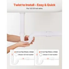 VEVOR P-Trap, 1-1/2 Inch P Trap Sink Drain Pipe Kit with Threaded Adapter and TPU Leak-Resistant Washers, PP Plastic Pipe Basin Waste Kit, Under Sink Plumbing for Kitchen Bathroom Sewer Drain, White