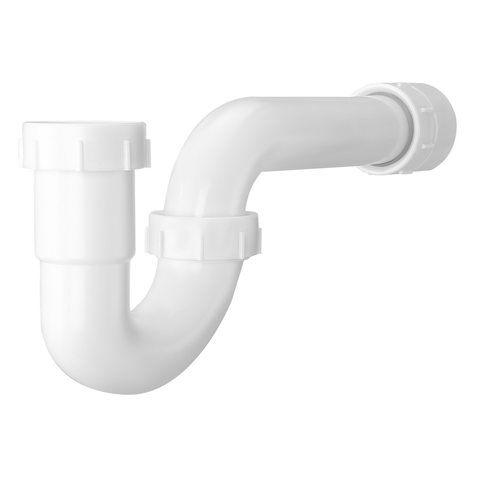 VEVOR P-Trap, 1-1/2 Inch P Trap Sink Drain Pipe Kit with Threaded Adapter and TPU Leak-Resistant Washers, PP Plastic Pipe Basin Waste Kit, Under Sink Plumbing for Kitchen Bathroom Sewer Drain, White