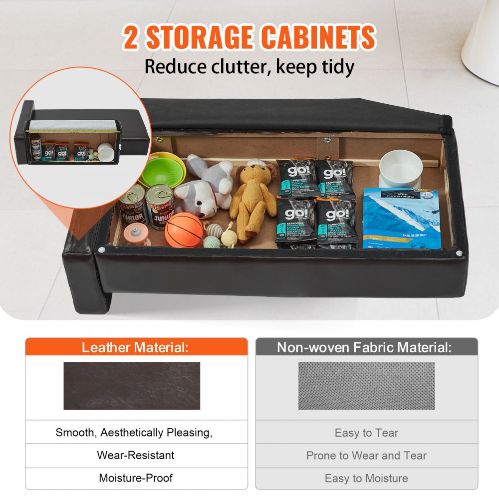 VEVOR Pet Sofa, Dog Couch for Large-Sized Dogs and Cats, Soft Leather Dog Sofa Bed, 50 kg Loading Cat Sofa, Brown