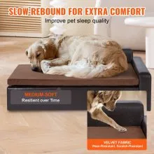 VEVOR Pet Sofa, Dog Couch for Large-Sized Dogs and Cats, Soft Leather Dog Sofa Bed, 110 lbs Loading Cat Sofa, Brown