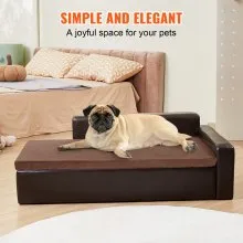 VEVOR Pet Sofa, Dog Couch for Large-Sized Dogs and Cats, Soft Leather Dog Sofa Bed, 110 lbs Loading Cat Sofa, Brown