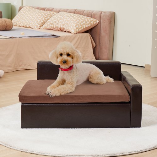 Cama Para Perros Y Gatos HALVERIA - Suave, Antideslizante Y Lavable - Tamaño Mediano, Color Marrón - Para Mascotas Pequeñas, Medianas Y Grandes