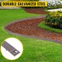 VEVOR steel lawn edging separating grass from mulch in a landscaped garden.