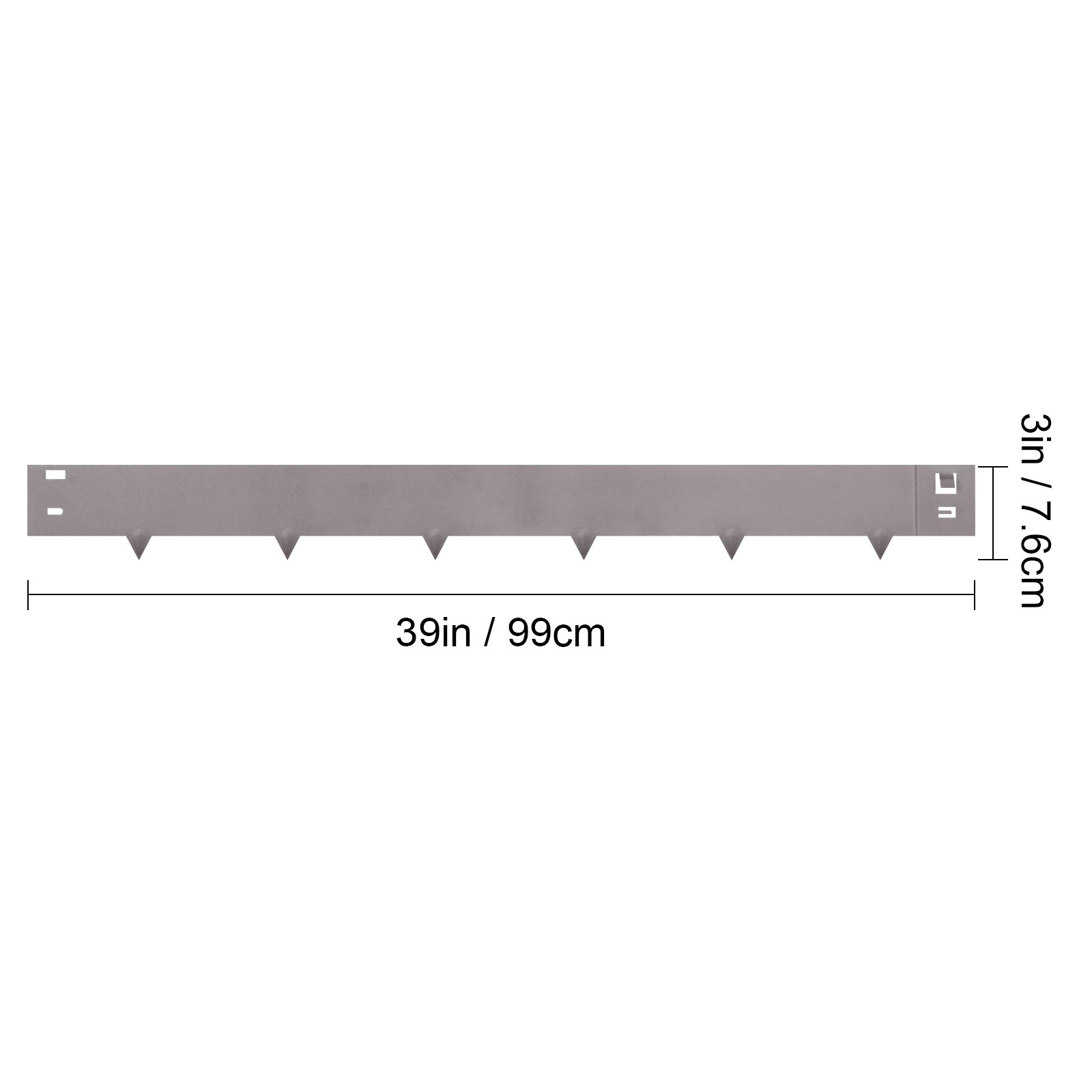 VEVOR steel lawn edging, 39in long, 3in tall, with multiple mounting holes and stakes