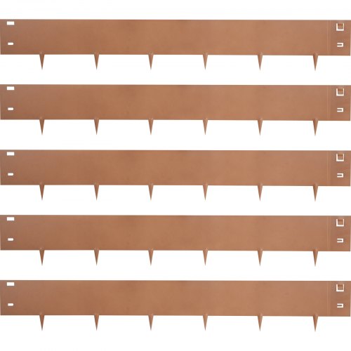 VEVOR Steel Lawn Edging, 5PCS 5"x39" Metal Landscape Edgings, 16.25 ft Total Length Garden Border, Flexible and Bendable Galvanized Steel Landscaping, Metal Edge for Yard, Lawn, Pathway, Brown