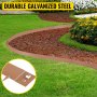 Oceľové okraje trávnika VEVOR, 5 ks 5" x 39" kovové okraje záhrady, celková dĺžka okraja záhrady, flexibilné a ohýbateľné pozinkované oceľové terénne úpravy, kovový okraj na dvor, trávnik, chodník, hnedá