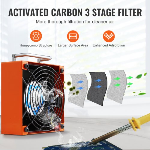 VEVOR 38W Desktop Solder Fume Smoke Extractor 3-Stage Filter 86.63m³/h Suction