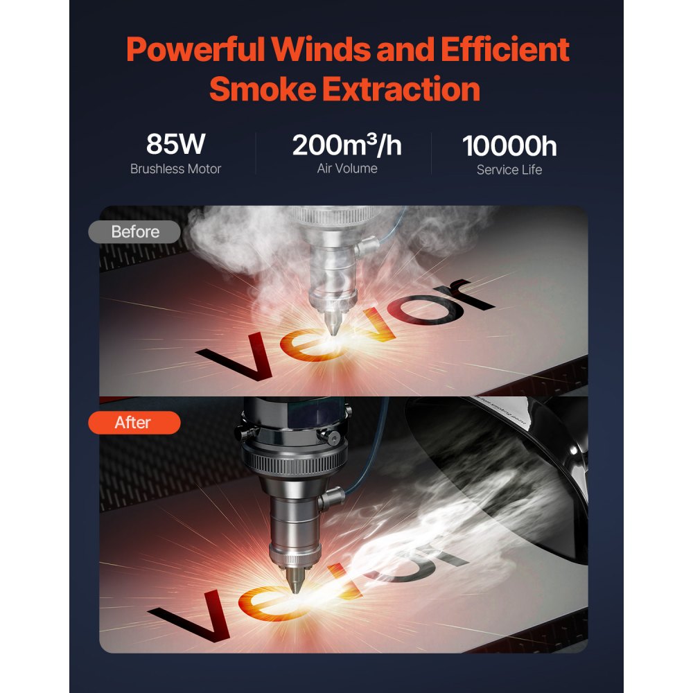 VEVOR Solder Fume Extractor, 85W Brushless Soldering Smoke Absorber with 3-Stage Filters & 3-Speed Adjustment, 200m³/h Strong Suction Solder Smoke Purifier for Soldering, Engraving, DIY Welding, Salon
