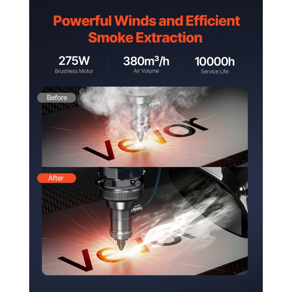 VEVOR Soldering Fume Extractor with Dual Hoses, 275W Brushless Solder Smoke Absorber with 4-Stage Filters & 10 Speeds, 380m³/h Strong Suction Smoke Purifier for Soldering, Laser Engraving, DIY Welding