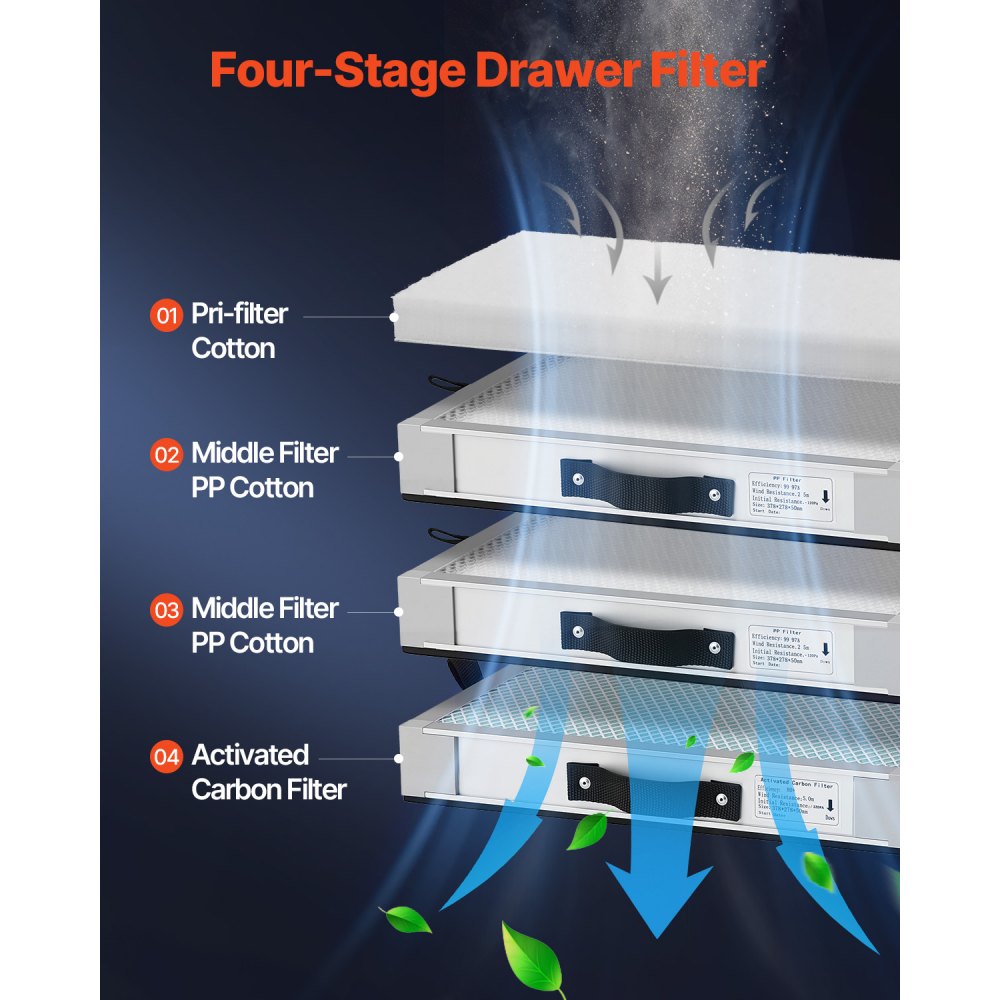 VEVOR Soldering Fume Extractor with Dual Hoses, 275W Brushless Solder Smoke Absorber with 4-Stage Filters & 10 Speeds, 380m³/h Strong Suction Smoke Purifier for Soldering, Laser Engraving, DIY Welding