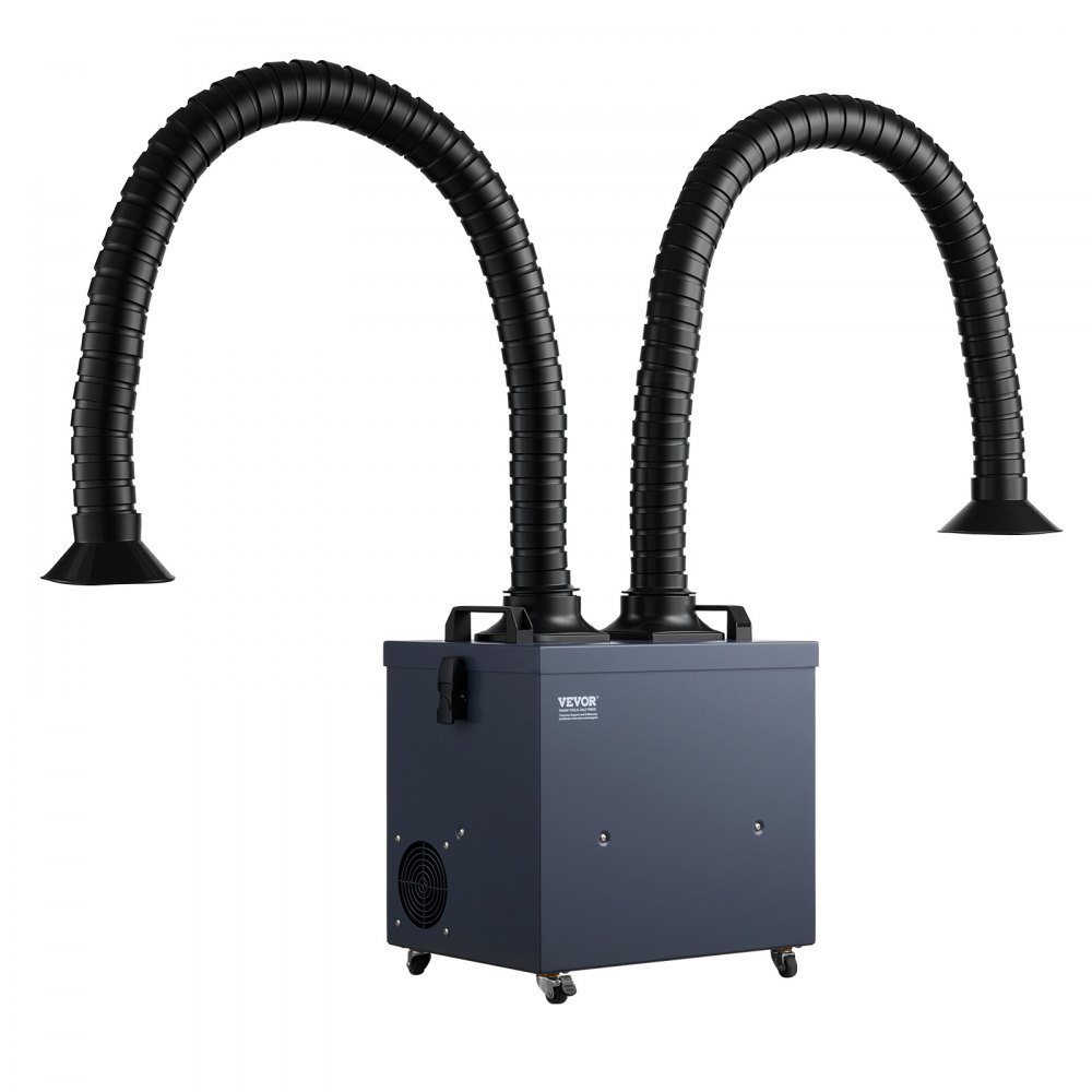 VEVOR Soldering Fume Extractor with Dual Hoses, 275W Brushless Solder Smoke Absorber with 4-Stage Filters & 10 Speeds, 380m³/h Strong Suction Smoke Purifier for Soldering, Laser Engraving, DIY Welding