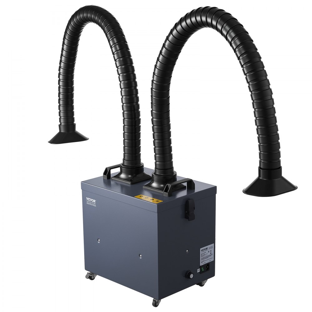 VEVOR Soldering Fume Extractor with Dual Hoses, 275W Brushless Solder Smoke Absorber with 4-Stage Filters & 10 Speeds, 380m³/h Strong Suction Smoke Purifier for Soldering, Laser Engraving, DIY Welding
