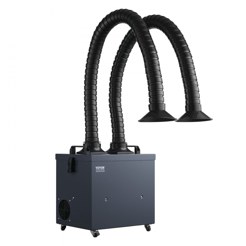 VEVOR Soldering Fume Extractor with Dual Hoses, 275W Brushless Solder Smoke Absorber with 4-Stage Filters & 10 Speeds, 380m³/h Strong Suction Smoke Purifier for Soldering, Laser Engraving, DIY Welding