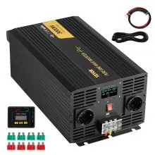 VEVOR Pure Sine Wave Inverter, 3000 Watt, DC 24V to AC 230V Power Inverter Car Inverter, with USB Port LCD Display Remote Controller and EU Outlets, for RV Truck Car Solar System Travel Camping