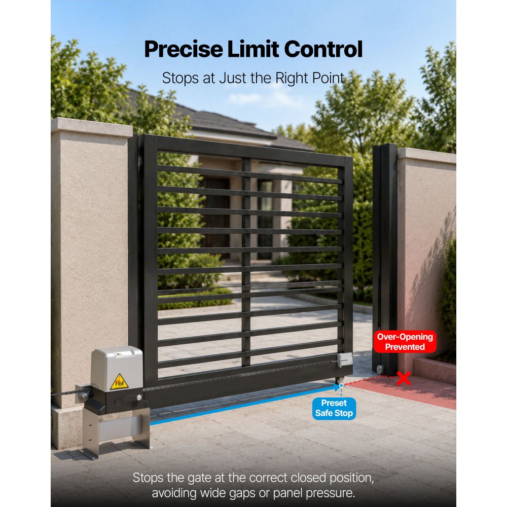 VEVOR Garage Door Opener 1400LBS Automatic Sliding Gate Opener 600KG Electric Remote Control 40FT Sliding Gate Motor Slide Automatic Opener Door