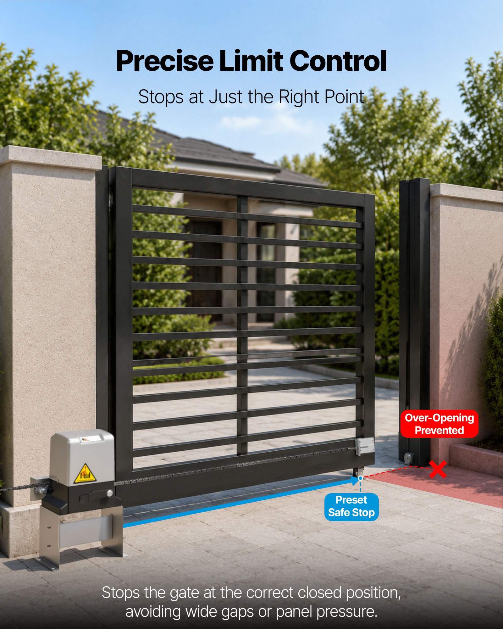 VEVOR Garage Door Opener 1400LBS Automatic Sliding Gate Opener 600KG Electric Remote Control 40FT Sliding Gate Motor Slide Automatic Opener Door
