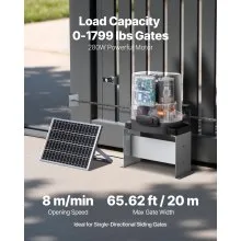280W Solar Gate Opener 1799lbs Electric Gate Opener Chain Drive 2 Remotes