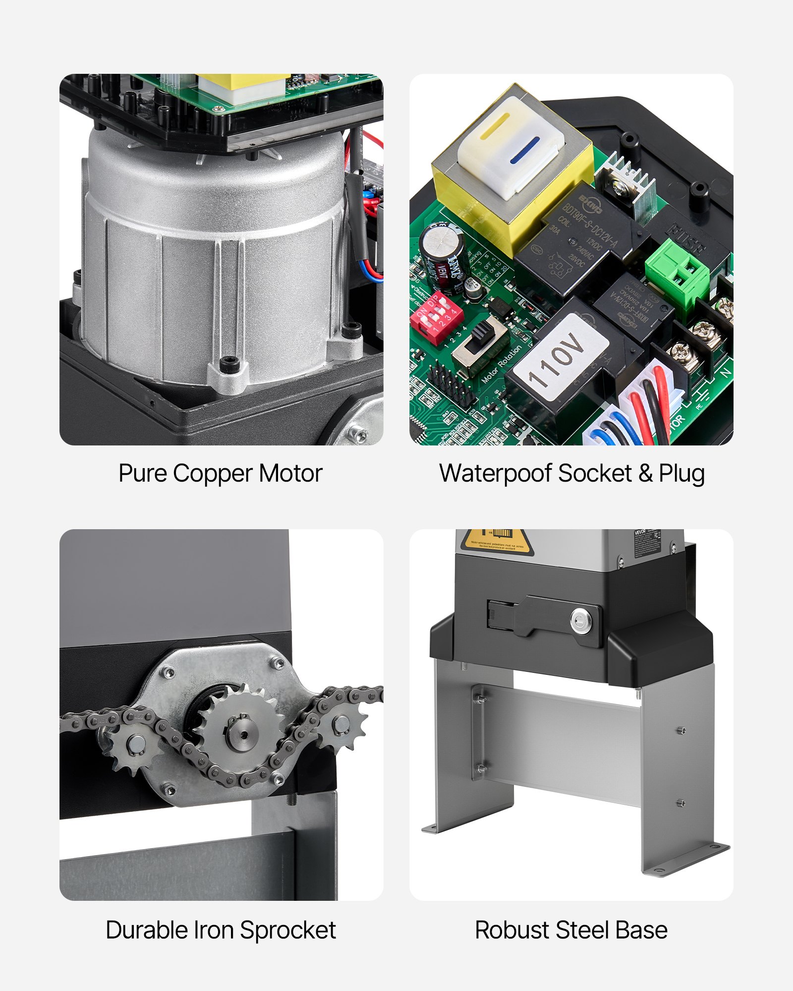 VEVOR Automatic Gate Opener, 900W Electric Sliding Gate Opener for Doors up to 65.6ft 4409lbs, Chain Drive Rolling Door Motor with Infrared Sensor & 2 Remote Controls, Driveway Gates Opening System