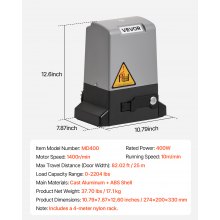 VEVOR 400W Electric Sliding Gate Opener 1000kg Chain Drive Infrared Sensor