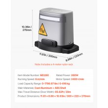 280W Solar Gate Opener 1799lbs Electric Gate Opener Chain Drive 2 Remotes
