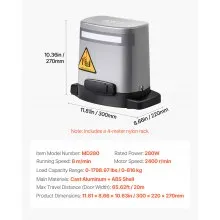 280W Solar Gate Opener 1799lbs Electric Gate Opener Chain Drive 2 Remotes