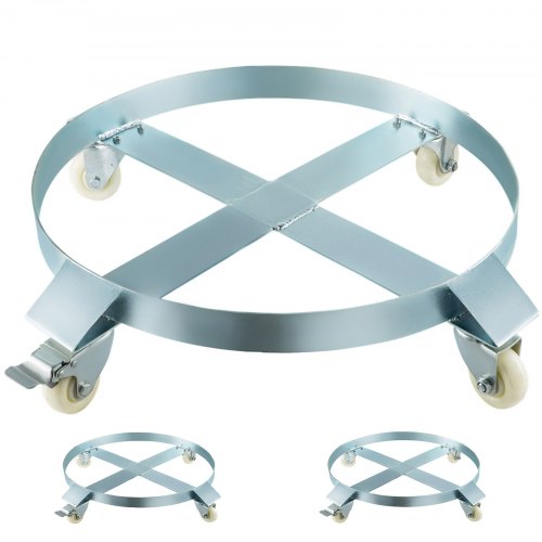 VEVOR 55 Gallon Drum Dolly 4 Wheel, Steel Barrel Dolly 3-Pack, 55 gal Drum Cart, Heavy Duty Drum Dolly, Barrel Cart for 55 Gal Drum, with Brake