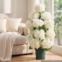 VEVOR Artificial Potted Hydrangeas 762 mm 2-Pack Fake Flower Plants White, for Porch, Patio, Entryway, & Home Decor, Indoor & Outdoor Use, Silk and PE Blooms in Pots, Ready to Display Faux Plants