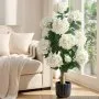 VEVOR Artificial Potted Hydrangeas 889 mm 2-Pack Fake Flower Plants White, for Porch, Patio, Entryway, & Home Decor, Indoor & Outdoor Use, Silk and PE Blooms in Pots, Ready to Display Faux Plants