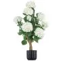 VEVOR Artificial Potted Hydrangeas 889 mm 2-Pack Fake Flower Plants White, for Porch, Patio, Entryway, & Home Decor, Indoor & Outdoor Use, Silk and PE Blooms in Pots, Ready to Display Faux Plants