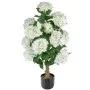 VEVOR Artificial Potted Hydrangeas 889 mm 2-Pack Fake Flower Plants White, for Porch, Patio, Entryway, & Home Decor, Indoor & Outdoor Use, Silk and PE Blooms in Pots, Ready to Display Faux Plants