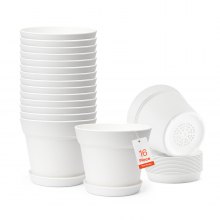 VEVOR 16 Packs 6 in Durable Plastic Planter Pots with Drainage Holes & Saucers