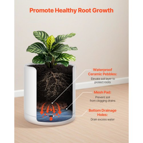 VEVOR 12 Inch Ceramic Planter with Saucer  Height 11 Inch