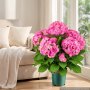 VEVOR Artificial Potted Hydrangeas 711 mm 2-Pack Fake Flower Plants Pink, for Porch, Patio, Entryway, & Home Decor, Indoor & Outdoor Use, Silk and PE Blooms in Pots, Ready to Display Faux Plants
