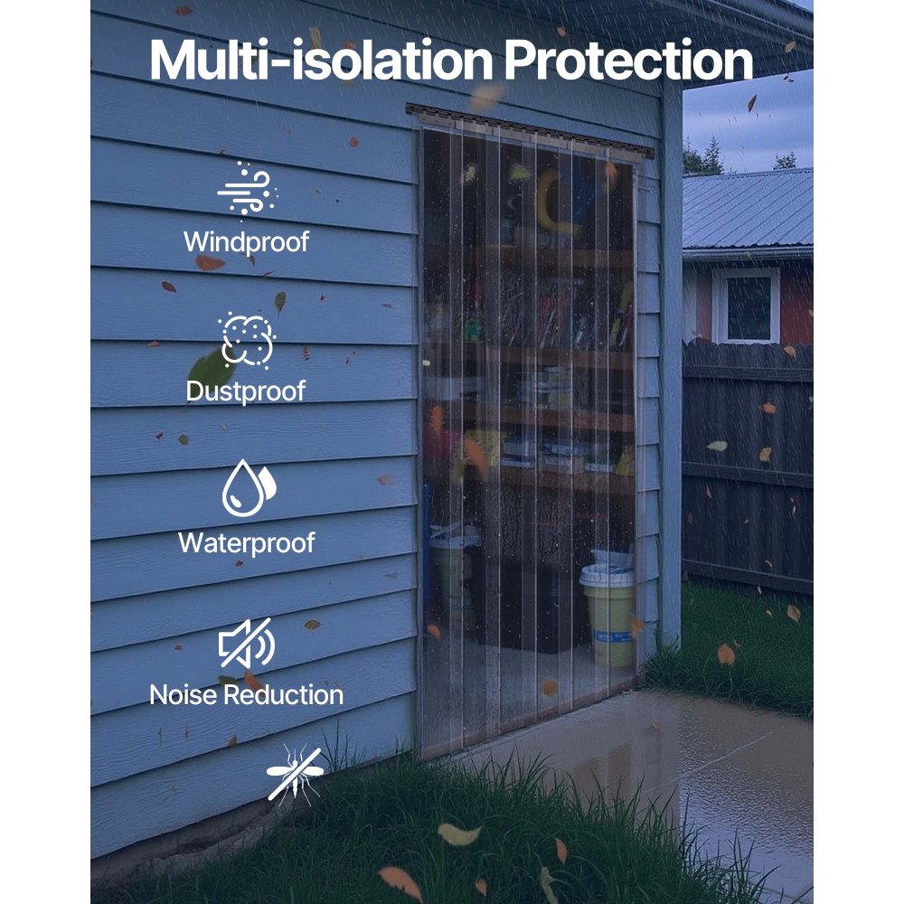 VEVOR Strip Curtain PVC Door Curtain 244 x 244 cm Cooler Freezer Clear Plastic