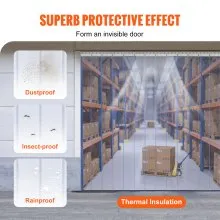 VEVOR Strip Curtain 16PCS, 96" Height, 96" Width, 0.08" Thickness, Clear Smooth Plastic Door Strips with 50% Overlap, PVC Strip Door Curtain Freezer Curtain for Warehouses, Walk in Freezers, Coolers
