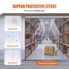 VEVOR Strip Curtain, 84" Height x 48" Width, 0.08" Thickness, 8PCS Clear PVC Strip Door Curtain, Freezer Curtain, Plastic Door Strips for Walk in Freezers, Coolers & Warehouse Doors, with 50% Overlap