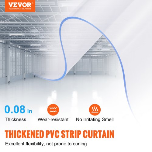Cortina De Tiras De PVC Transparente - 97x213.4 Cm, 2 Mm Grosor, Para Puertas De Frigorífico O Almacén