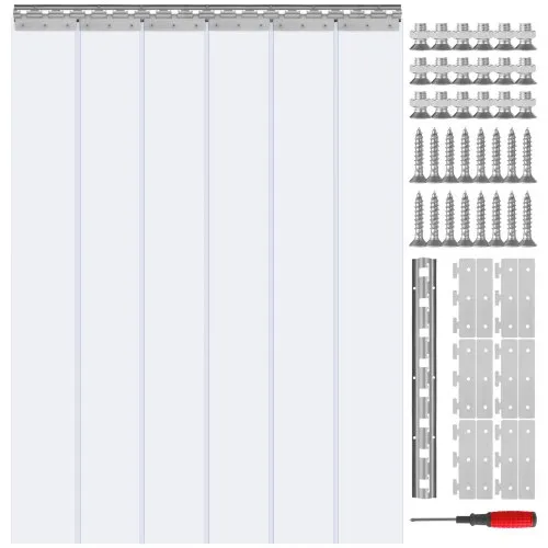 VEVOR Strip Curtain, 84" Height x 38" Width, 0.08" Thickness, 6PCS Clear PVC Strip Door Curtain, Freezer Curtain, Plastic Door Strips for Walk in Freezers, Coolers & Warehouse Doors, with 50% Overlap