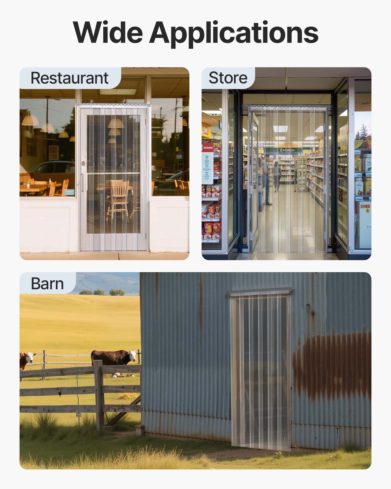 VEVOR Strip Curtain, 213.4 cm Height x 97 cm Width, 2 mm Thickness, 6PCS Clear PVC Strip Door Curtain, Freezer Curtain, Plastic Door Strips for Walk in Freezers, Coolers, Warehouse, with 50% Overlap