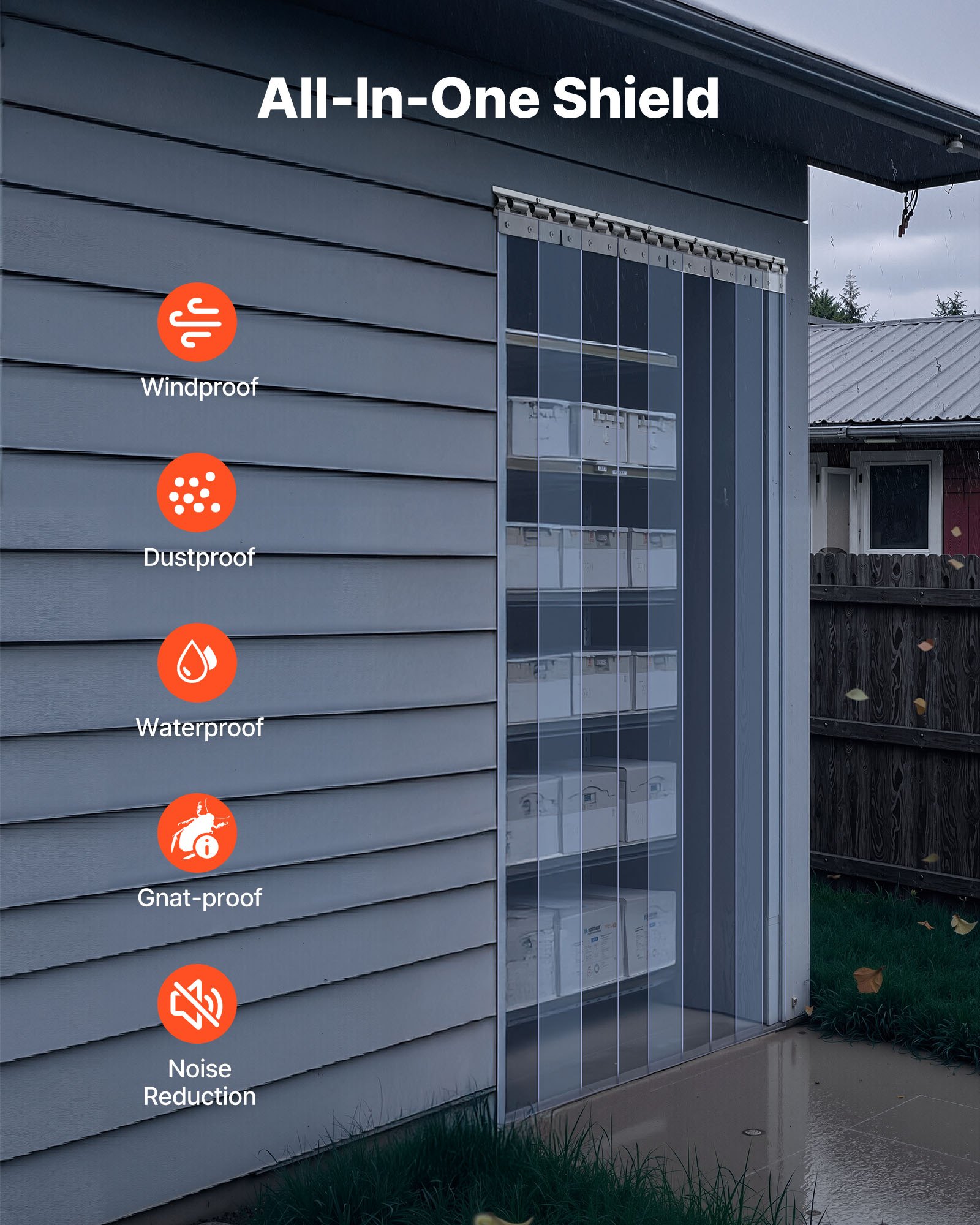 VEVOR Clear PVC Strip Curtain, 2.1 m Height x 0.96 m Width x 2 mm Thickness, 6 PCS Walk in Freezer Cooler Curtain Strips, Smooth Waterproof Plastic Door Strips for Warehouse, Freezer, Garage Doors