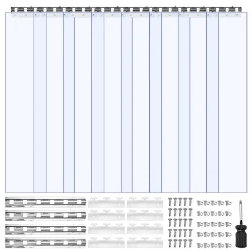 VEVOR Strip Curtain PVC Door Curtain 121.9 cm x 243.8 cm Cooler Freezer Clear Plastic