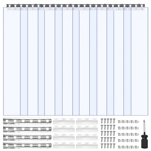 VEVOR Strip Curtain PVC Door Curtain 121.9 cm x 243.8 cm Cooler Freezer Clear Plastic
